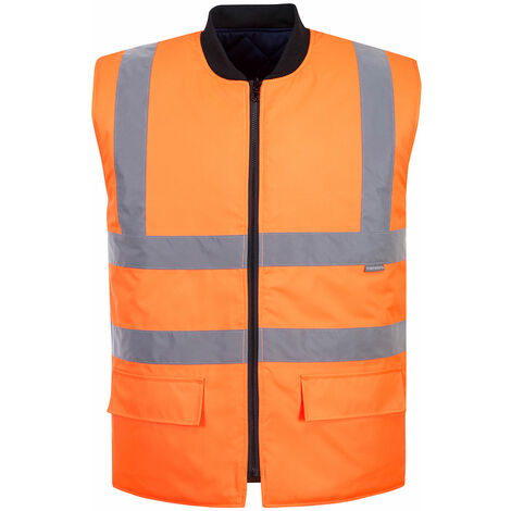 Portwest wasserabweisende, wendbare Warnweste mit Steppfutter Orange XXL