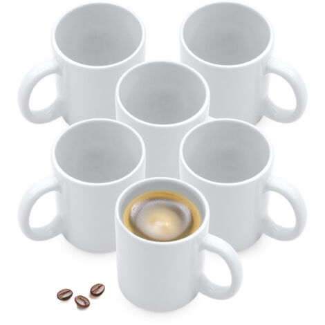 Porzellan Kaffeebecher mit Henkel weiß  für 310 ml - 6er Set - Kaffee und Tee Tasse zum Bemalen und Personalisieren