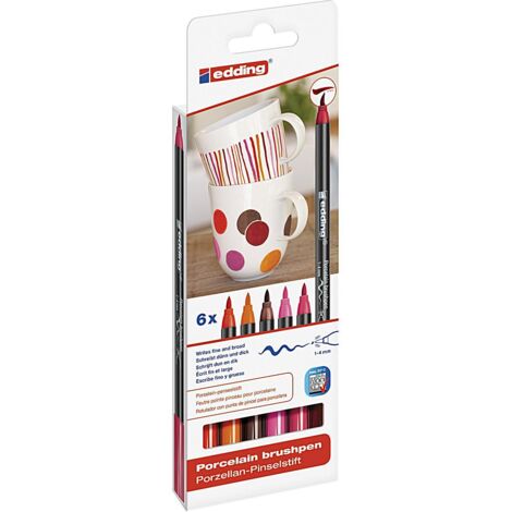 Porzellan-Pinselstift rot 6er Set