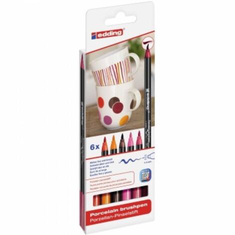 Porzellan-Pinselstift rot 6st