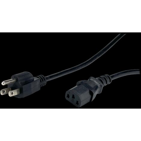 POSAC-C13-10/US15 : Câble POS AC-US C13-YJT3[10A]/NEMA5-15P[10A] 125 V SVT 18AWG L-1500 noir