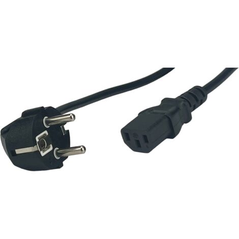 POSAC-C13-EUL18 : Câble d'alimentation pour terminal de point de vente C13-YJT3[10A]-CEE7/7-YJ-03-90L[10A] H03VV-F3G0.75 L=1800 noir