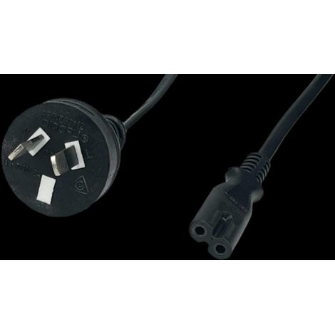 POSAC-C7AS/NZS18 : Câble POS AC-AUS C7-YJT2[2,5A]-AS/NZS312-D05A[7,5A] H03VVH2-F2G0,75 L=1800 noir