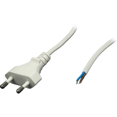 POSAC-CEE7/16WH12 : Câble d'alimentation secteur POS CEE7/16-YJ01 [2,5 A] - extrémités étamées H03VVH2-F2G0,5 L=1200 blanc