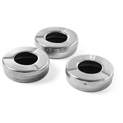 Posacenere con coperchio, acciaio inox, diametro. Set da 3 pezzi da 90 mm. -Hendi 440490