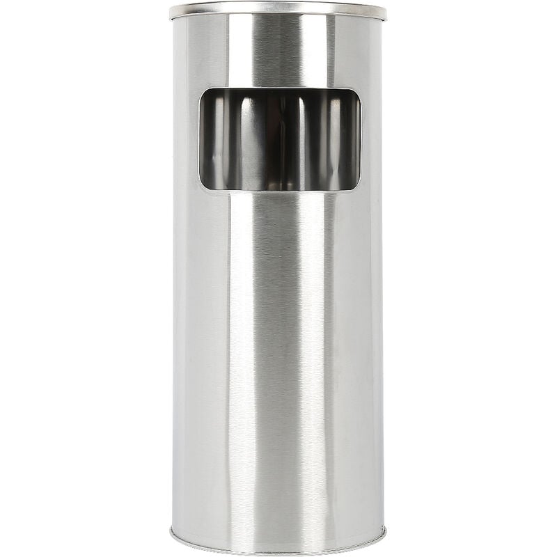 Haloyo - Posacenere da esterno da interno rotondo verticale 30L,in acciaio inox pattumiera Argent