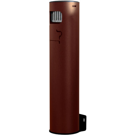 Posacenere da Muro da Esterno Ø11,7xh49 cm in Alluminio Verniciato con Contenitore Interno Estraibile Marrone