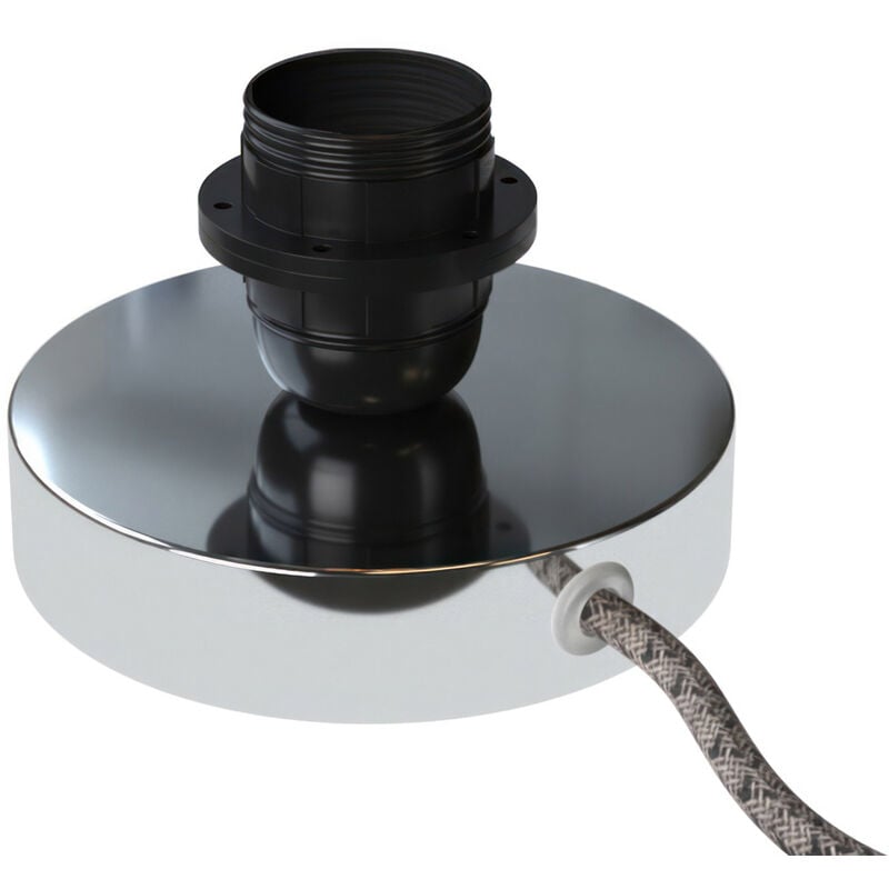 

Posaluce Metal para pantalla, lámpara de mesa de metal completa con cable textil, interruptor y enchufe de 2 polos | Cromo - Cromo