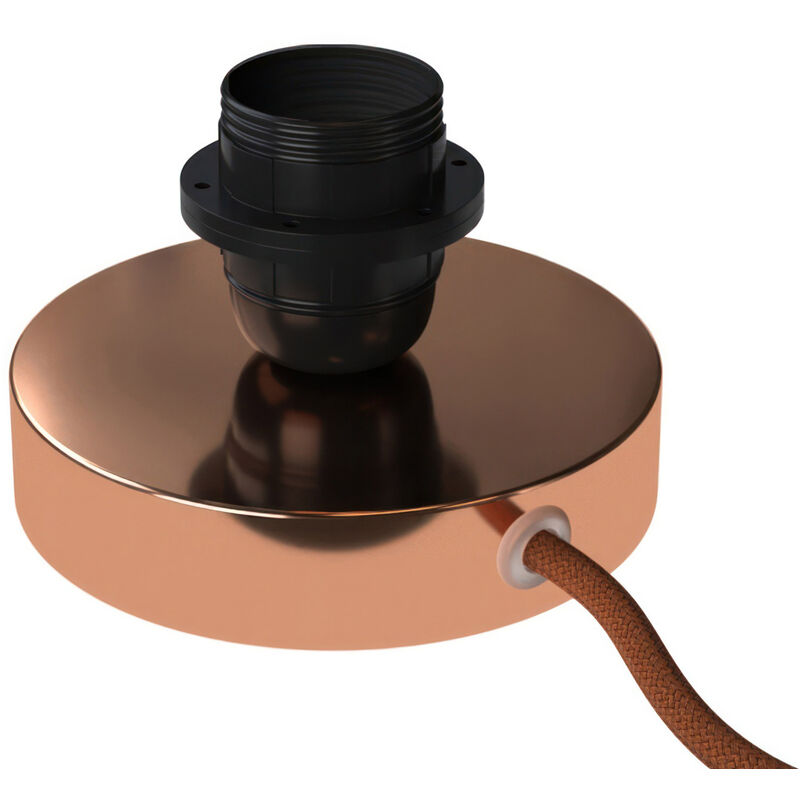 

Creative Cables - Posaluce Metal para pantalla, lámpara de mesa de metal completa con cable textil, interruptor y enchufe de 2 polos | Cobre - Cobre