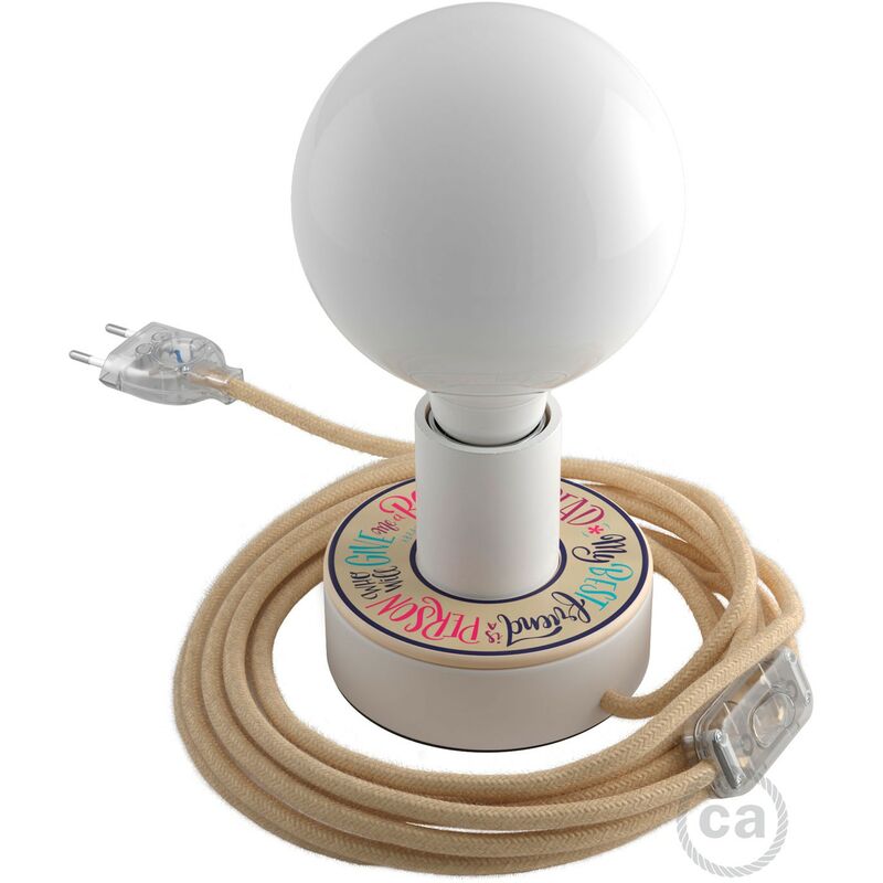 

Creative Cables - Posaluce MINI-UFO en madera doble cara Pemberley Pond, con cable textil, interruptor y enchufe de 2 polos | Con bombilla - FULLER +