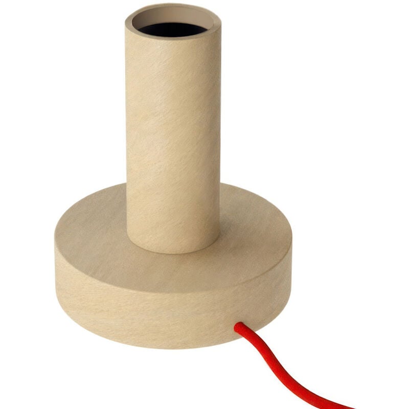 

Posaluce Wood M, lámpara de mesa de madera con cable textil, interruptor y enchufe de 2 polos | Sin bombilla - Neutro - Neutro