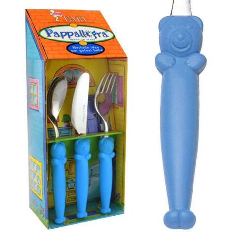 Posate Acciaio Azzurro Pz 3 Baby Pappallegra Eme
