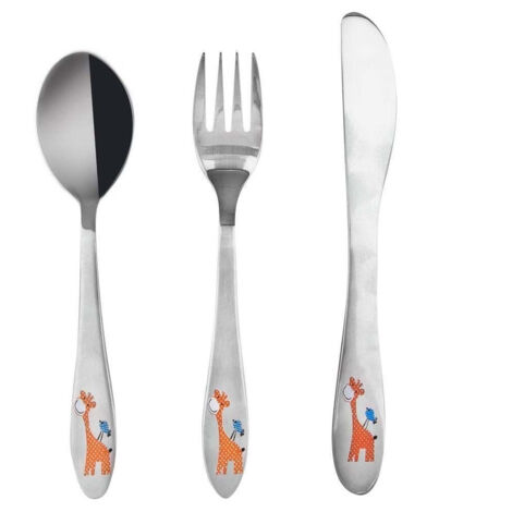Posate in acciaio per bambini GIRAFFE 3 pz.