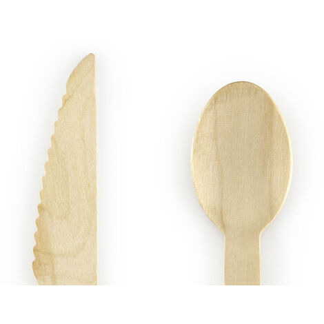 Posate in legno, rosa, 16 cm, 18 pezzi, 6 set.