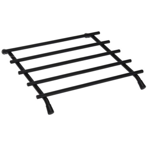 Posavasos cuadrado de metal con almohadilla antideslizante de silicona, negro, 20×20×1 cm