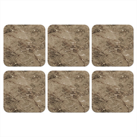 POSAVASOS Mármol - Marrón - Purpurina Set de 6 10x10