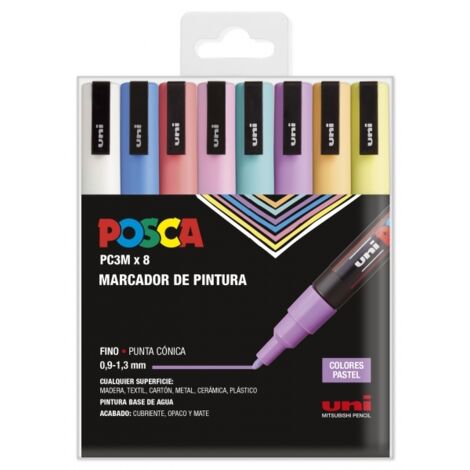 POSCA estuche marcadores PC-3M Colores Pastel 8 Uds