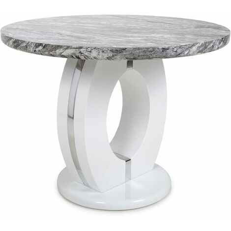 Poseidon Round Marble Effect Top Table - Grey/White