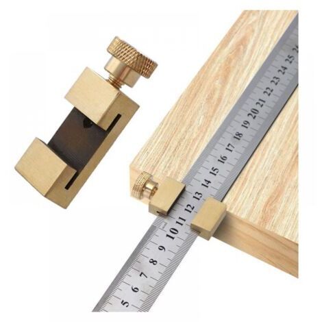 Positionierungslineal aus Edelstahl, Ruler Werkzeug Messing Stahl Lineal Block, Linealanschlag, Markierungslineal 30 cm, Markierungswerkzeug, für Holzbearbeitung DIY Schreiner Handwerk