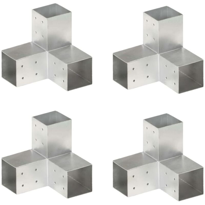 Post Connectors 4 Pcs Y Shape Galvanised Metal 81x81 Mm Vidaxl