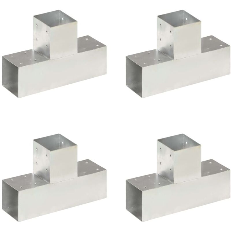 Vidaxl - Post Connectors 4 Pcs T Shape Galvanised Metal 91x91 Mm