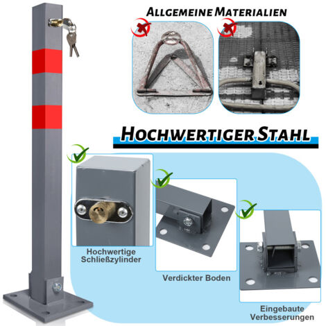Post di parcheggio pieghevoli angolari 65 cm con strisce di avvertimento rossa e 3 tasti  realizzati in acciaio  barriere per barriere per barriere bloccanti post barriere di parcheggio Park Po