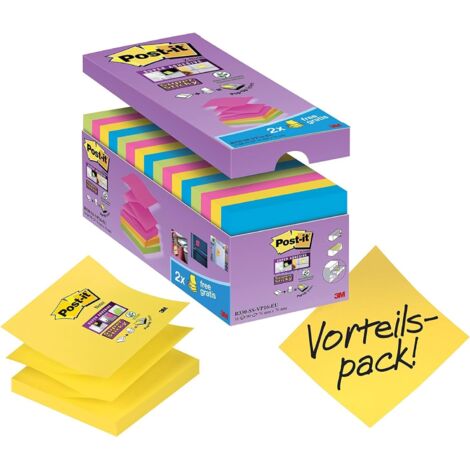 Post-It 7100234249 pouch autoadesiva Quadrato Blu, Verde, Rosa, Giallo 90 fogli Autoadesivo