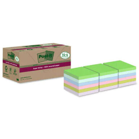 Post-It 7100284782 pouch autoadesiva Quadrato Blu, Verde, Rosa, Viola 70 fogli Autoadesivo