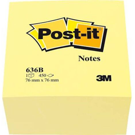Post-it Bloc cube de notes adhésives 636B 76 mm x 45 mm jaune 450 feuille(s)