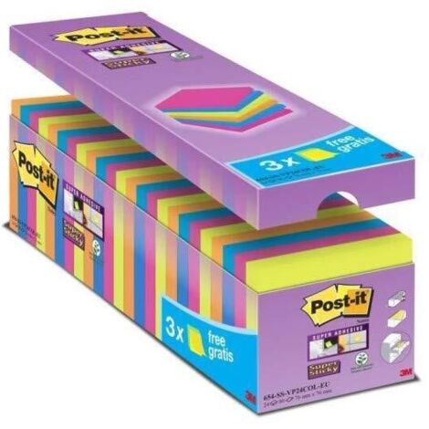 Post-it Blocco note de cubo (3 blocchi de 90 fogli, 76 x 76 mm), colore giallo