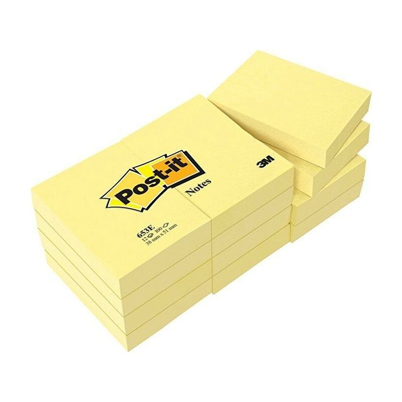 

Post-it blocs notas 653 canary yellow 38x51 encelofanados -pack 12-