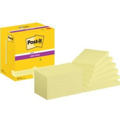 POST-IT Haftnotiz Post-it® Super Sticky Notes 127 x 76 mm (B x H) gelb 90 Bl./Block 12 Block/Pack.