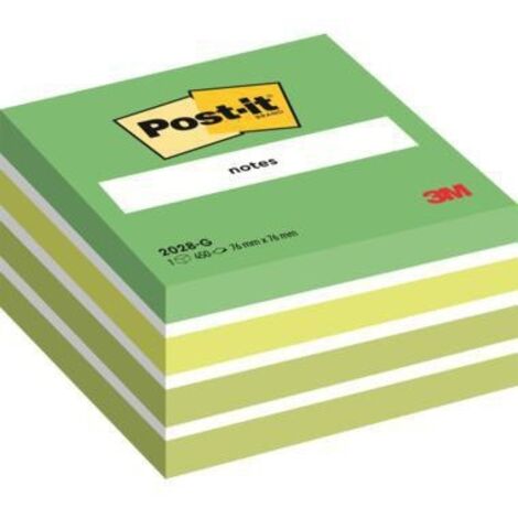 POST-IT Haftnotizwürfel Post-it® 76 x 45 x 76 mm (B x H x T) pastellgrün neongrün weißlimonengrün 450 Bl.