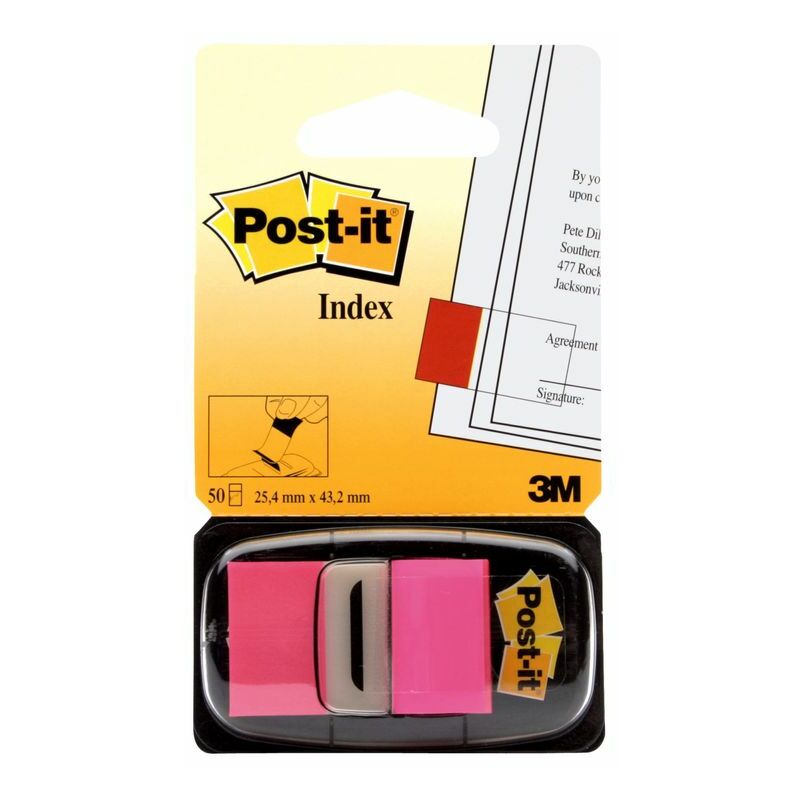 Post-it Post-it Index Flags Repositionable 25x43mm 12x50 Tabs Pink (Pack 600) 71