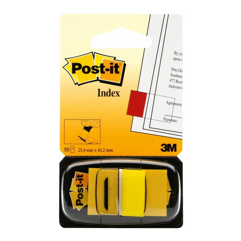 Post-it Post-it Index Flags Repositionable 25x43mm 12x50 Tabs Yellow (Pack 600)