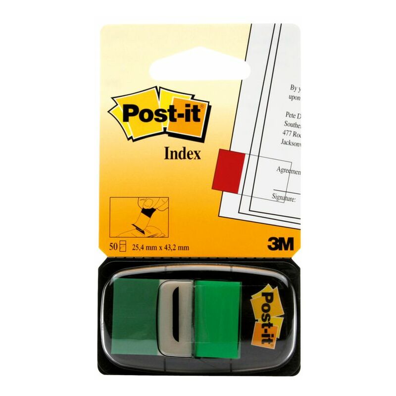 Post-it - Index Flags Repositionable 25x43mm 12x50 Tabs Geen (Pack 600) 70 - Green