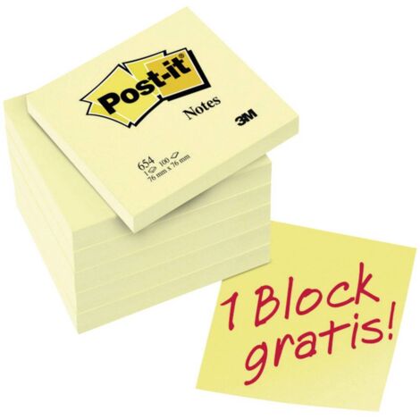 Post-it Nota adesiva, memo 7100199885 76 mm x 76 mm Giallo 600 Foglio