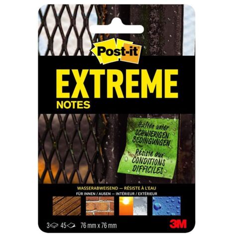 Post-it Notes Extreme 76 x 76 mm, 3 blocs (Vert/Orange/Jaune)