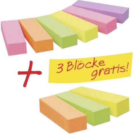 Post-it Strisce adesive 670-6+3 15 mm x 50 mm Rosa neon, Verde Neon, Giallo Neon , Arancione Neon , Violetto 900 Foglio