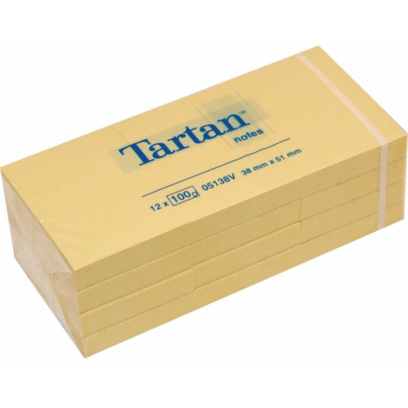 Tartan Notes 38MMX51MM Yellow (Pack-12) - Yellow - Post-it