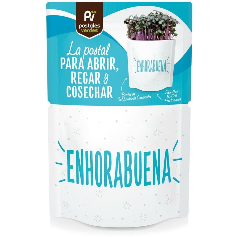 

Postal autocultivo Enhorabuena germinados col lombarda