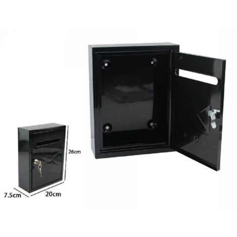 Postal Postain Box Letters By External Metal Nera 26x20x7.5cm 64912