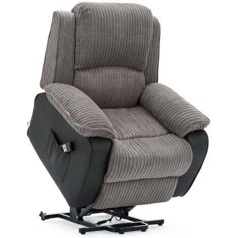 POSTANA GREY DUAL RISE RECLINER FABRIC ARMCHAIR