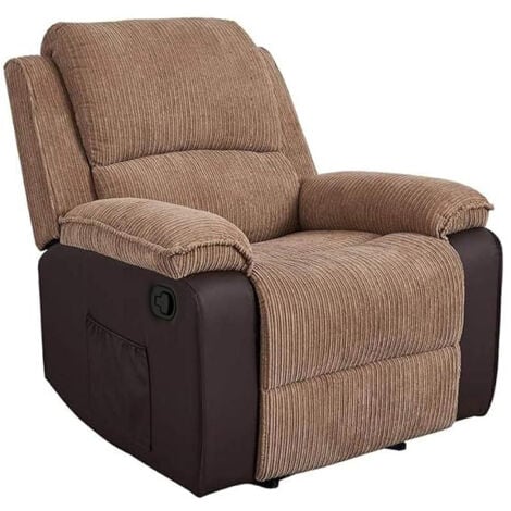 Postana Jumbo Cord Fabric Manual Recliner Armchair in Brown