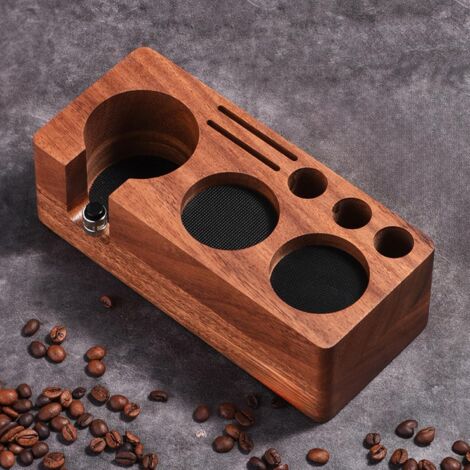 Postazione di confezionamento: griglia di decompressione da 54 mm, espositore per caffè e accessori da barista, organizer da banco.