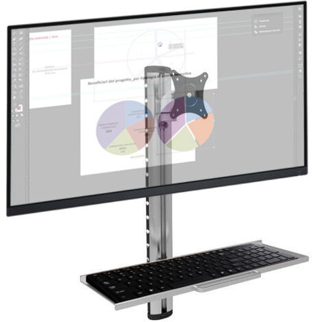 Postazione di lavoro da parete Techly con supporto monitor e ripiano tastiera, ideale per ufficio e home office