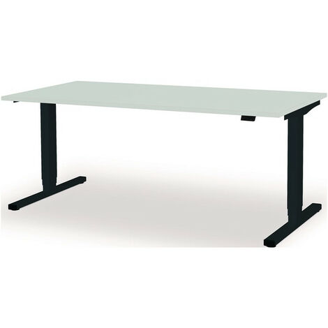 Postazione di lavoro in piedi / seduta levero H650-1250xB1800xT800mm grigio antracite / grigio chiaro regolabile elettricamente