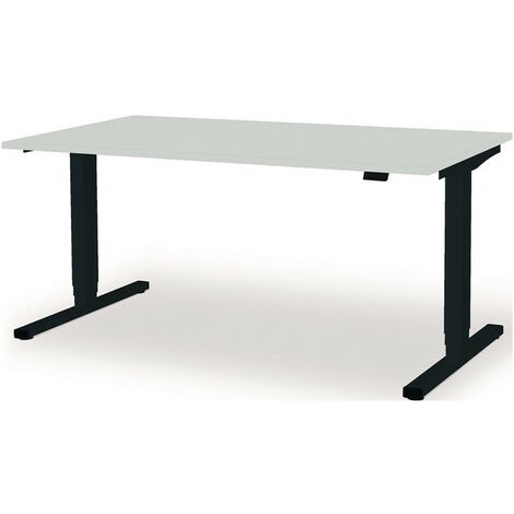Postazione di lavoro Levero in piedi / seduta H650-1250xL1600xP800mm grigio antracite, RAL 7016 / grigio chiaro regolabile elettricamente MAUSER