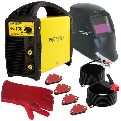 Poste à souder 130A PROWELTEK + Cagoule LCD 9/13 + 4 Aimants soudage + Gants Anti chaleur