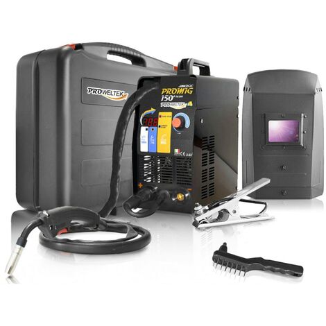 Poste à souder 150 Ampères MMA-MIG GAZ et NO GAZ -TIG SYNERGIQUE Professionnel Mallette Proweltek PROMIG 150+ Garantie de 3 ans